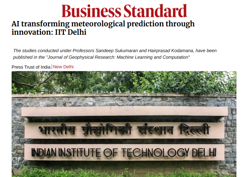 Business Standard article on AI in meteorology